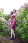 Latex 'Kyra' dress in Plum and Gold.