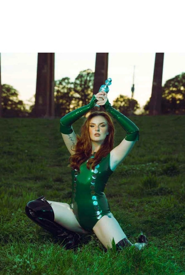 Metallic Green Latex Bodysuit | Latex Bodysuit | Kaori's Latex Dreams