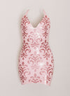 Latex Damask Dress in Baby Pink and Dusty Pink glitter.