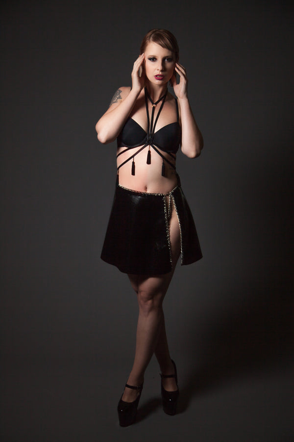 Chain Skater Skirt | Black Latex Skirt | Kaori's Latex Dreams