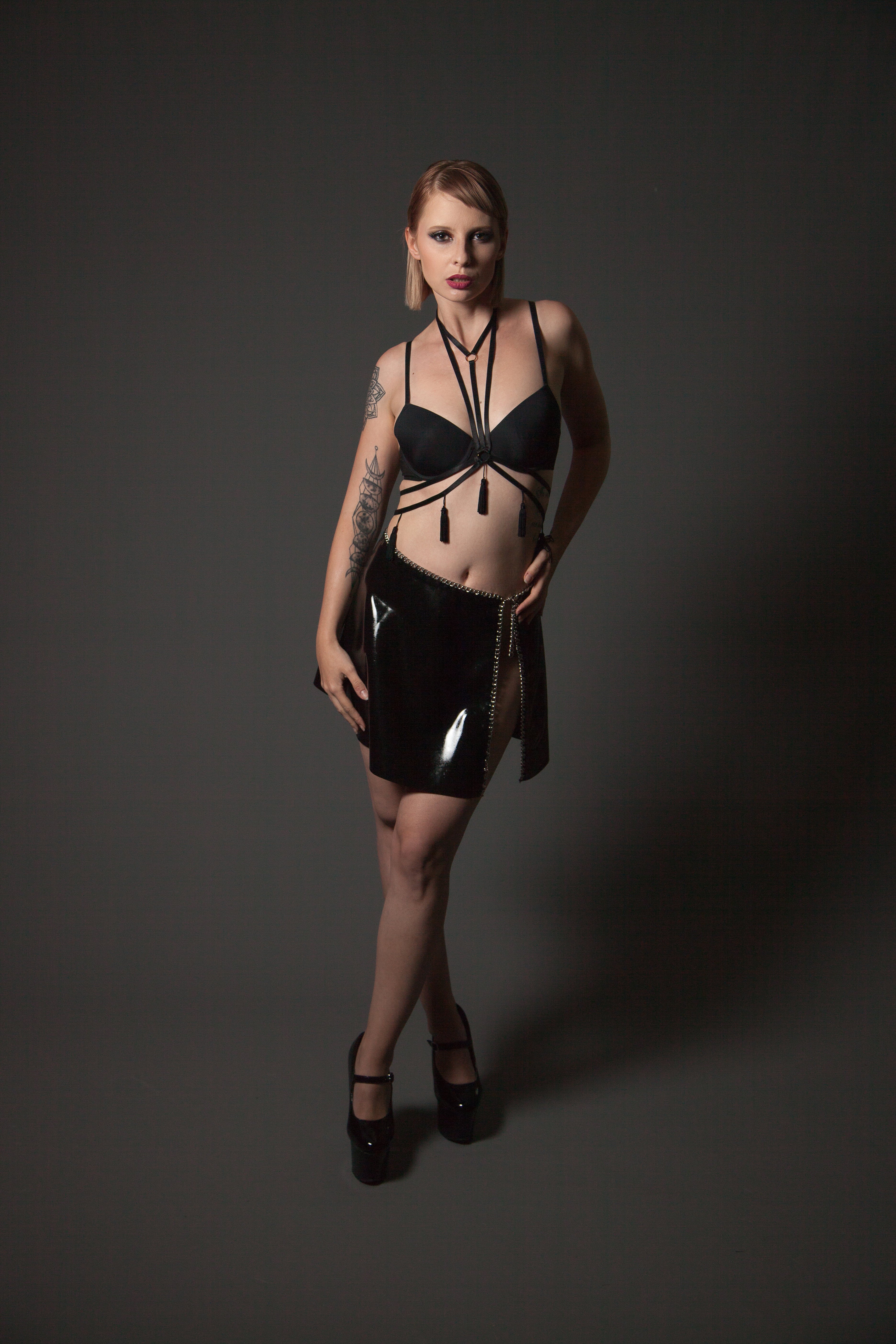 Chain Skater Skirt | Black Latex Skirt | Kaori's Latex Dreams