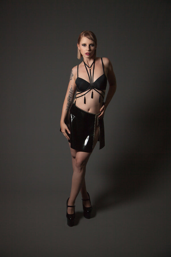 Chain Skater Skirt | Black Latex Skirt | Kaori's Latex Dreams