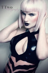 Latex Two colors Zebra dress in Black and translucent pink.