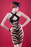 Latex Two colors Zebra dress in Black and translucent pink.