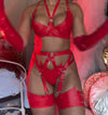 Latex Kaia g string thong in Red python latex.
