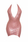 Latex Rosaline dress in Dusty Pink glitter and translucent Pink.