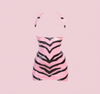 Latex Pink Zebra halter neck mini dress in Bubblegum Pink and Black.
