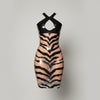 Latex Two colours Zebra dress in Black and Yellow.