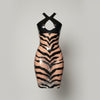 Latex Two colors Zebra dress in Black and translucent pink.