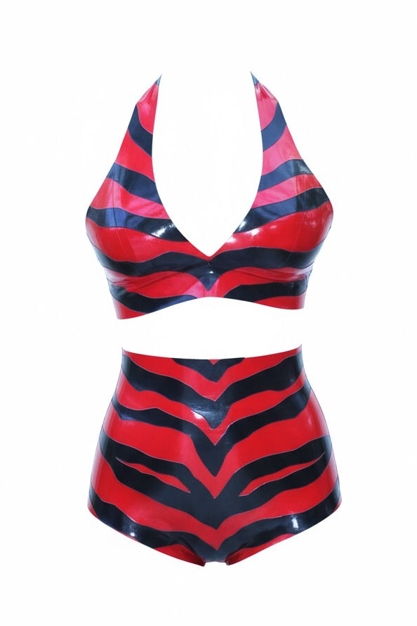 Latex Zebra shorts in Black and Red.