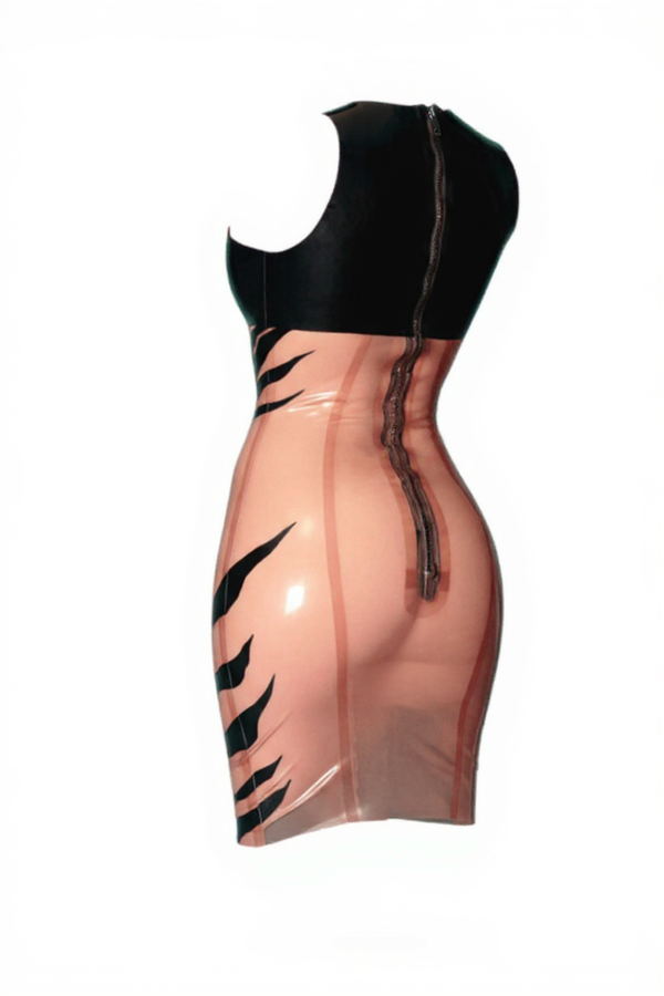 Latex Two colours Zebra dress in Black and Yellow.