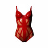 Latex Underwired Cage bodysuit in Red.