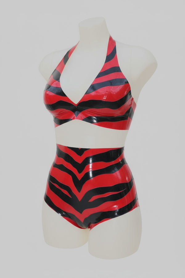 Latex Zebra shorts in Black and Red.