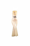 Latex Art Deco floor length gown.