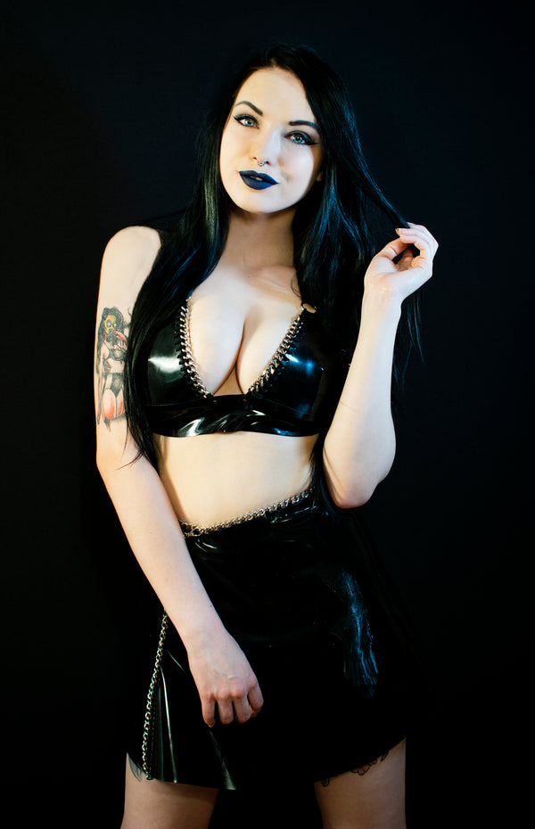 Chain Skater Skirt | Black Latex Skirt | Kaori's Latex Dreams