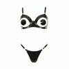 Latex Nola open cup underwired bra in Black and Silver.