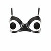 Latex Nola open cup underwired bra in Black and Silver.