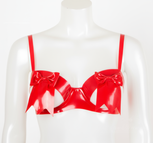 Latex Belle open cup underwired bra.