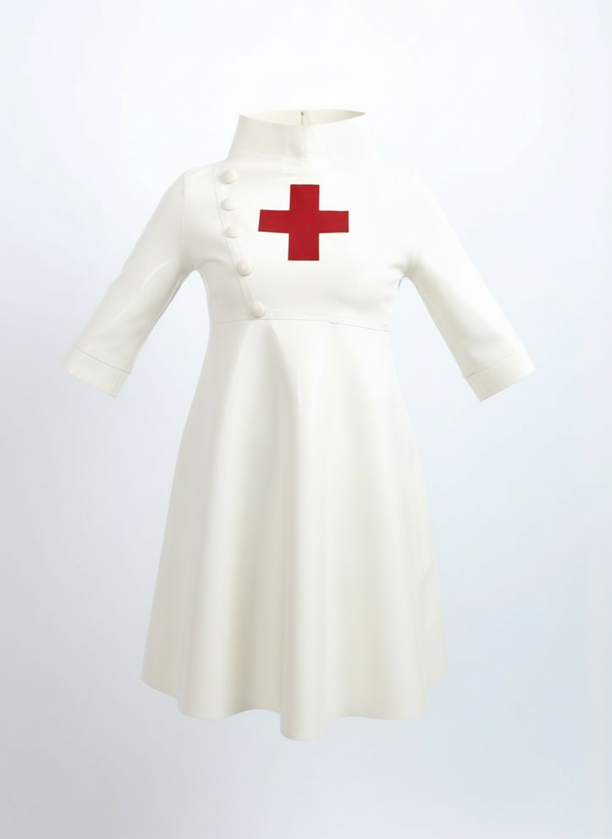 Latex Nurse skater skirt dress with Red cross.