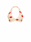 Latex Hot Lips Bikini top in White with Red latex 3D lips.