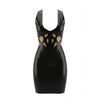 Latex Caged Waist Dress in Black and translucent Natural.