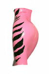 Latex Zebra high waist pencil skirt in Bubblegum Pink and black.