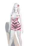 Latex Pink Zebra halter neck mini dress in Bubblegum Pink and Black.