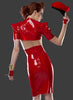 Latex Cropped Riders Jacket Bolero in Red with metal zippers.