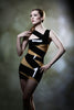 Latex Bandage dress in Black and Translucent Natural.