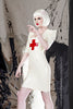 Latex Nurse dress pencil skirt in white with red cross.