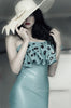 Latex One shoulder Leopard dress in Turquoise.