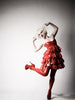 Latex Layered Ruffle dress in Semi Transparent Red.