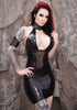 Latex Elektra dress with Snakeskin embossed latex collar.