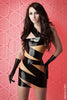 Latex Bandage dress in Black and Translucent Natural.
