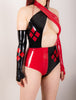 Latex Gloves Harley Fingerless long opera gloves in red and black (a pair).