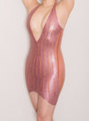 Latex Rosaline dress in Dusty Pink glitter and translucent Pink.