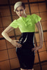 Latex Bow Secretary top in Lime green.