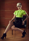 Latex Bow Secretary top in Lime green.