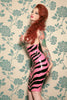 Latex Zebra high waist pencil skirt in Bubblegum Pink and black.