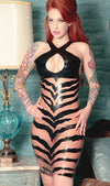 Latex Two colors Zebra dress in Black and translucent pink.