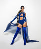 Latex Kitana shorts with braces in Nightshade blue. BRA NOT INCLUDED.