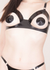 Latex Nola open cup underwired bra in Black and Silver.
