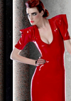 Latex Army dress in Red.